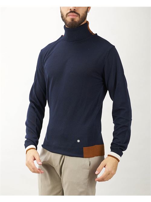 Wool turtleneck sweater with contrasting profiles Manuel Ritz MANUEL RITZ | Sweater | 3732M54124385189